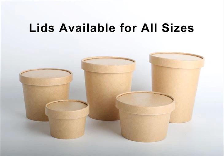 Brown Paper Ice Cream Cups With Lids